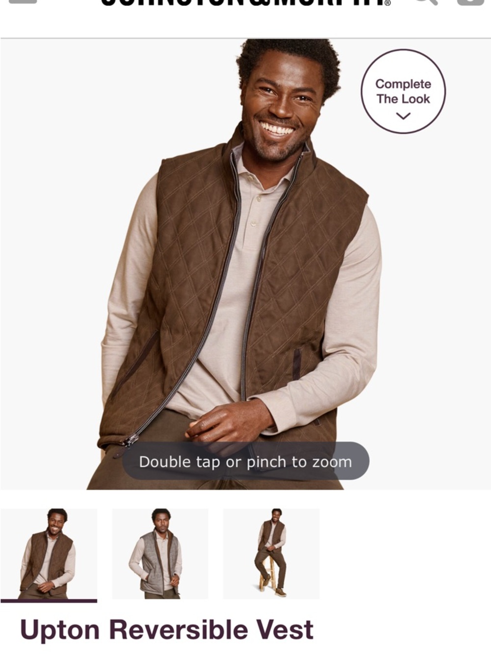 Johnston & Murphy Quilted Upton Reversible Vest in Brown leather